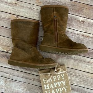 UGG Brown 5948 Mid Calf Girls Suede Zip youth size 1